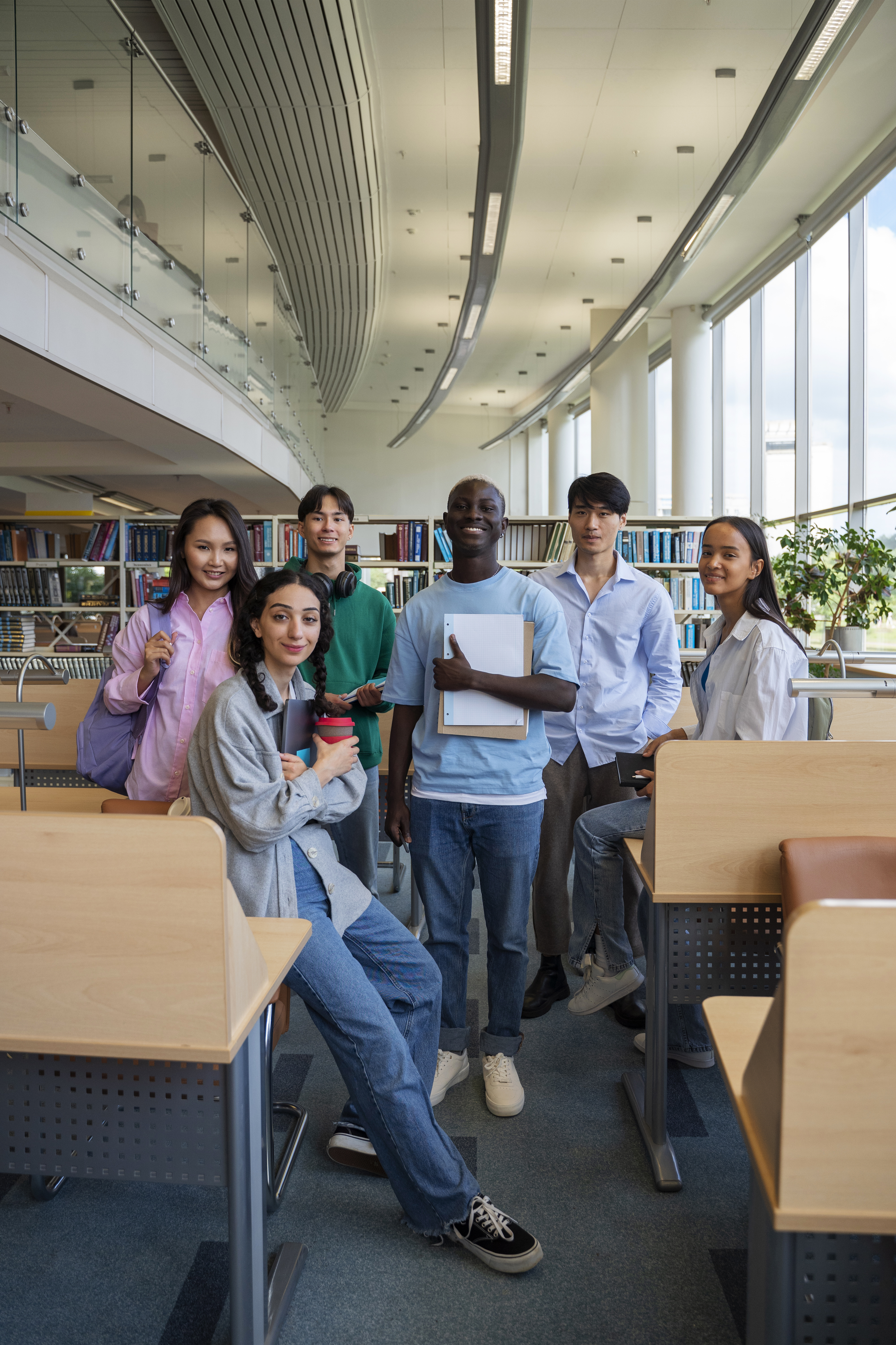Students in university library