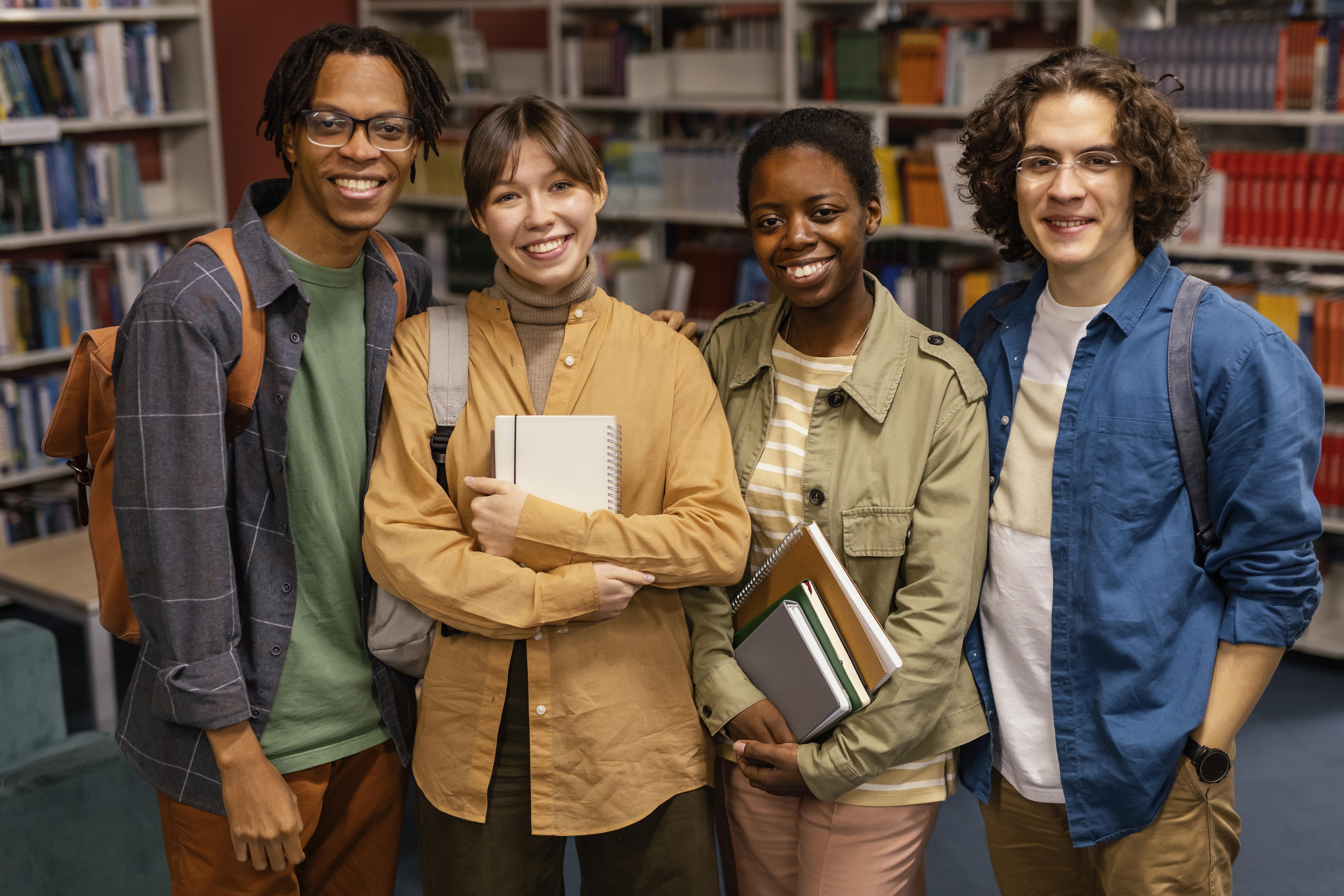 Diverse group of university students